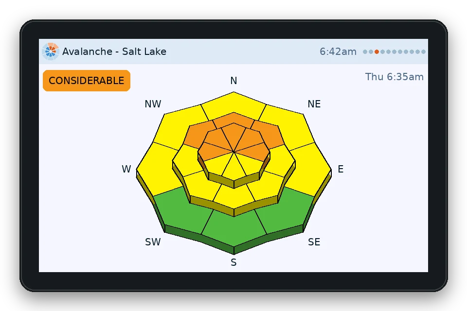 The avalanche page in the light theme